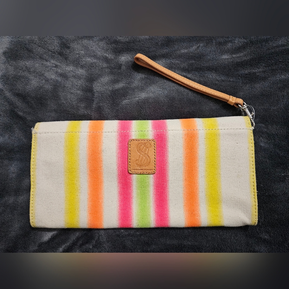 Striped Tommy Hilfiger Purse With Tan Strap